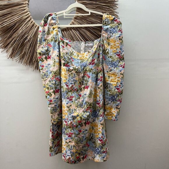 Reformation Kenzi floral sweetheart neckline smocked back mini dress - Picture 5 of 9